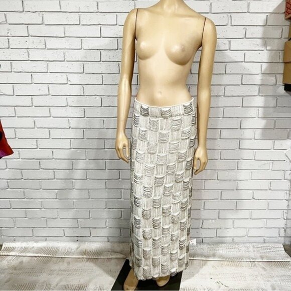 ASOS Edition Plaid Midi Skirt with Bead & Pearl Detailing - Size 14 - Picture 2 of 10